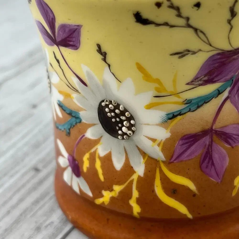 Vintage Yellow Orange Floral Bouquet Shaving Mug Cup Decor